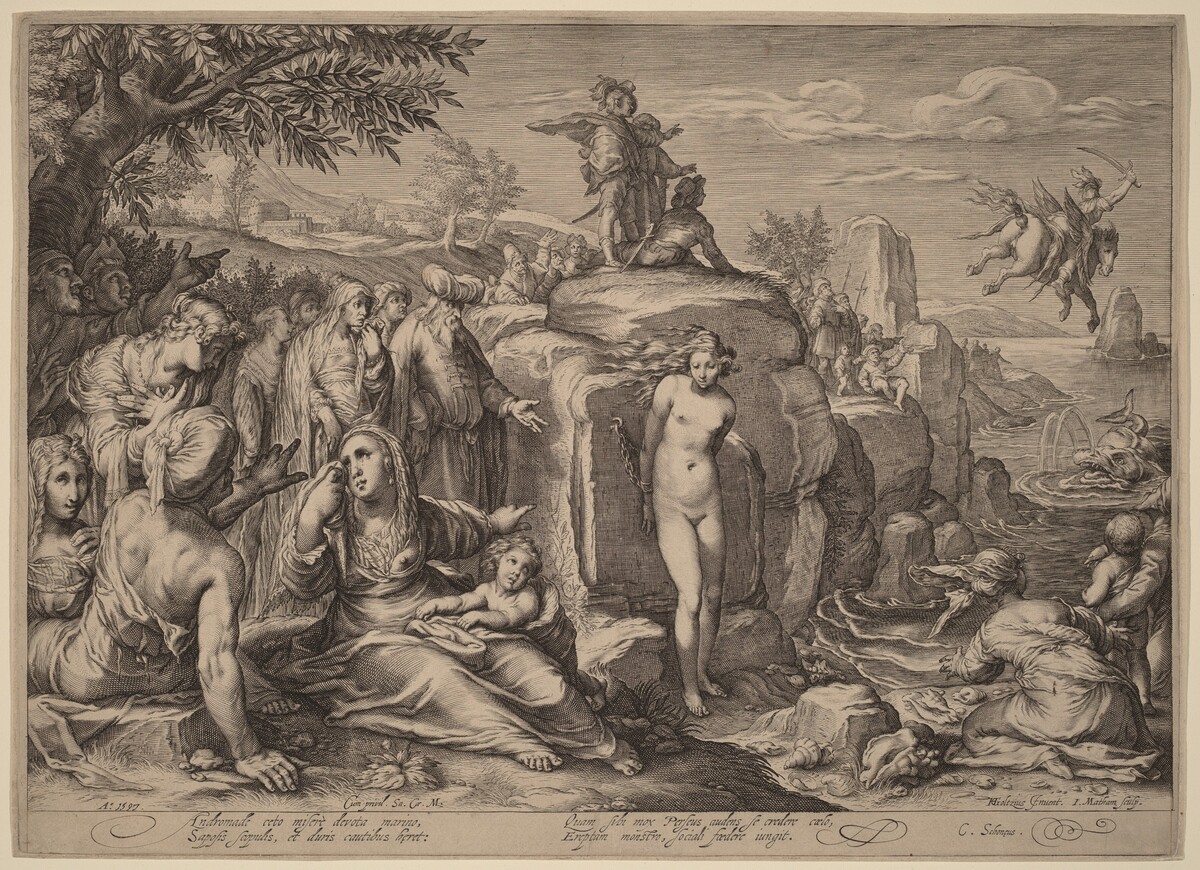 Perseus and Andromeda by Jacob Matham after Hendrik Goltzius