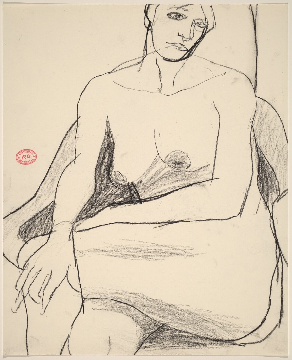 Untitled [seated nude with her hand on her left knee] by Richard Diebenkorn