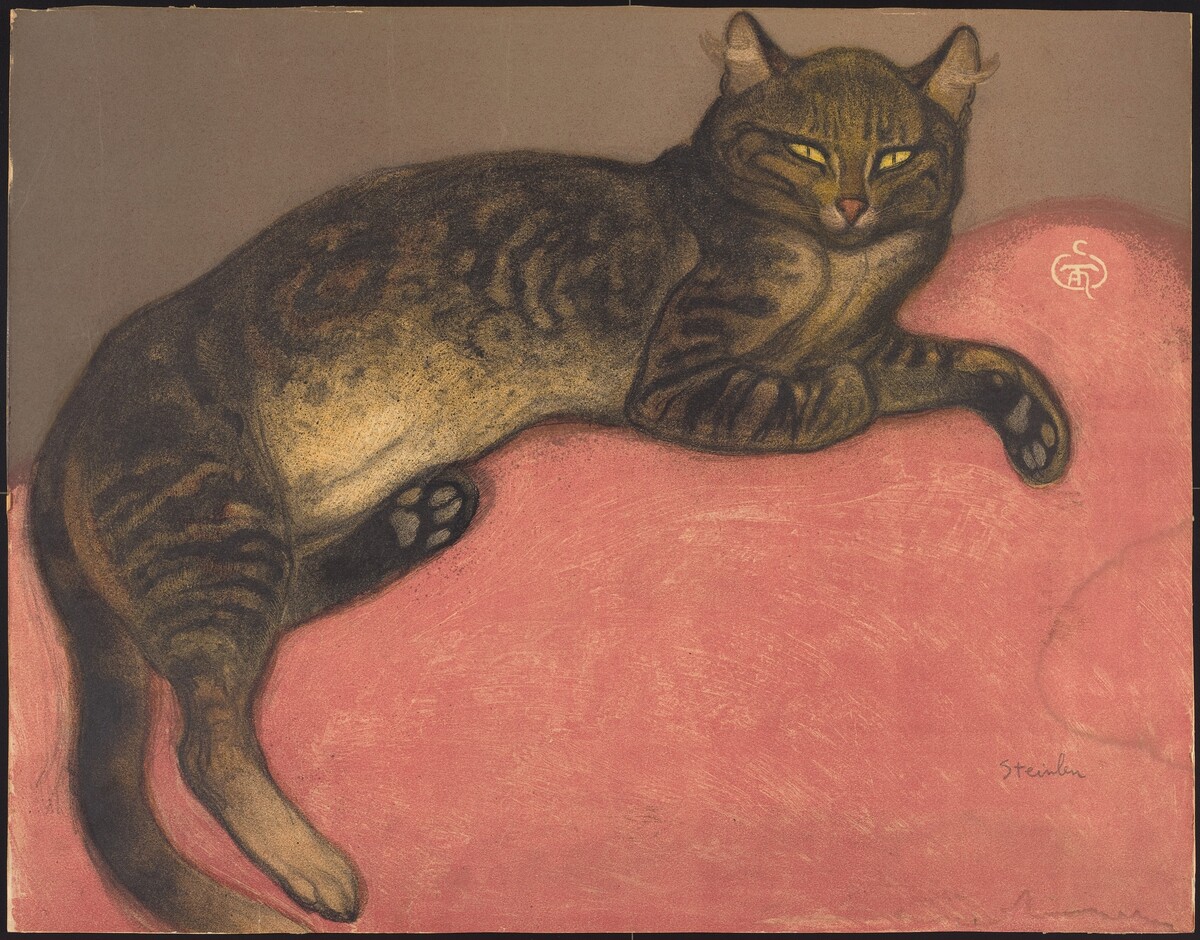 Winter: Cat on a Cushion (L'hiver: Chat sur un coussin) by Théophile Alexandre Steinlen