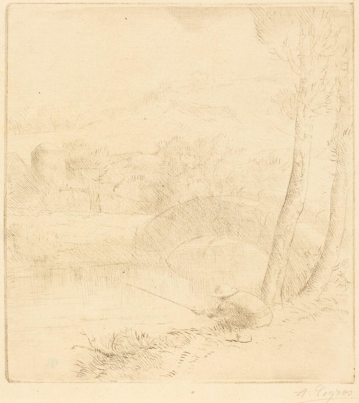 Little Angler (Le petit pecheur a la ligne) by Alphonse Legros