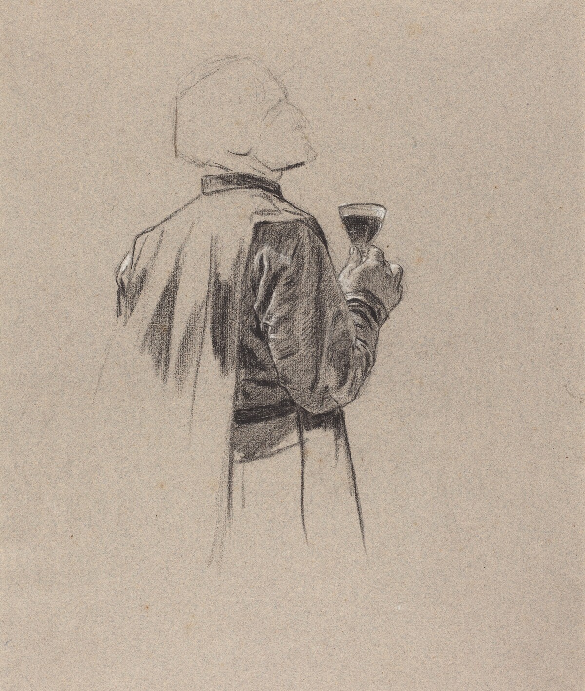 A Bearded Gentleman with a Glass of Wine by Charles-Louis-Lucien Müller