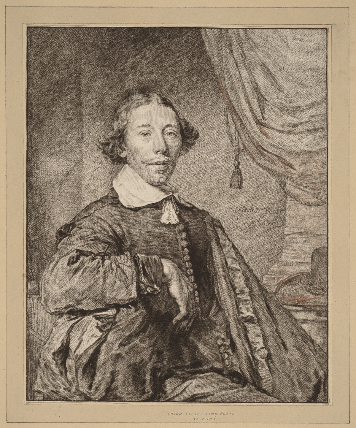 Portrait of a Seated Man by Cornelis Ploos van Amstel (editor) and Johannes Kornlein (printmaker), after Cornelis Visscher