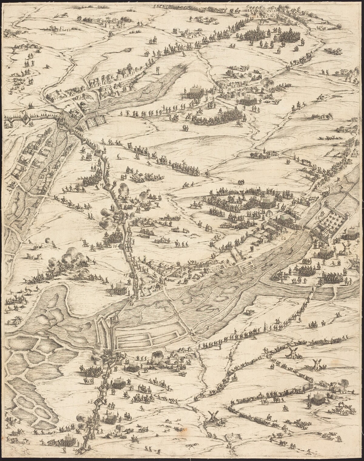 The Siege of La Rochelle [plate 7 of 16;  set comprises 1952.8.97-112] by Jacques Callot