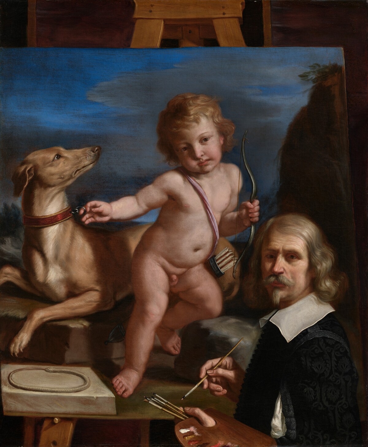 Self-Portrait before a Painting of "Amor Fedele" by Giovanni Francesco Barbieri, called Guercino