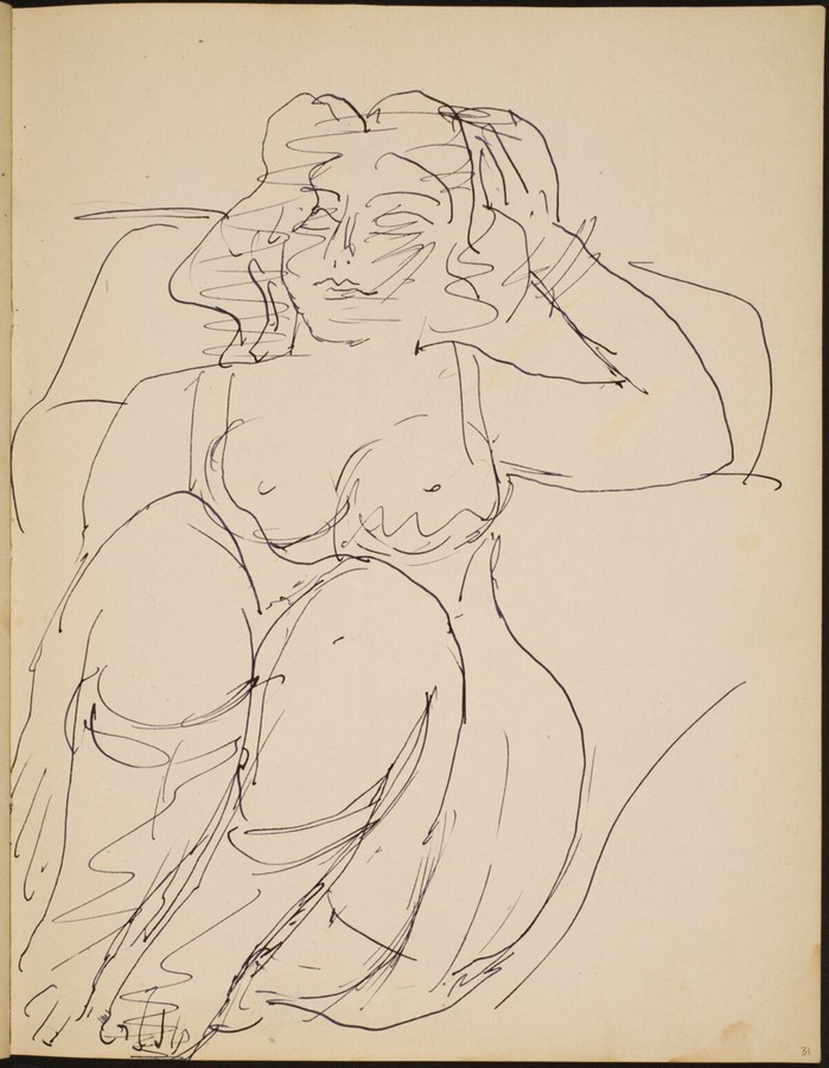Sitzende Frau in Wäsche (Half Nude, Seated) [p. 31] by Max Beckmann