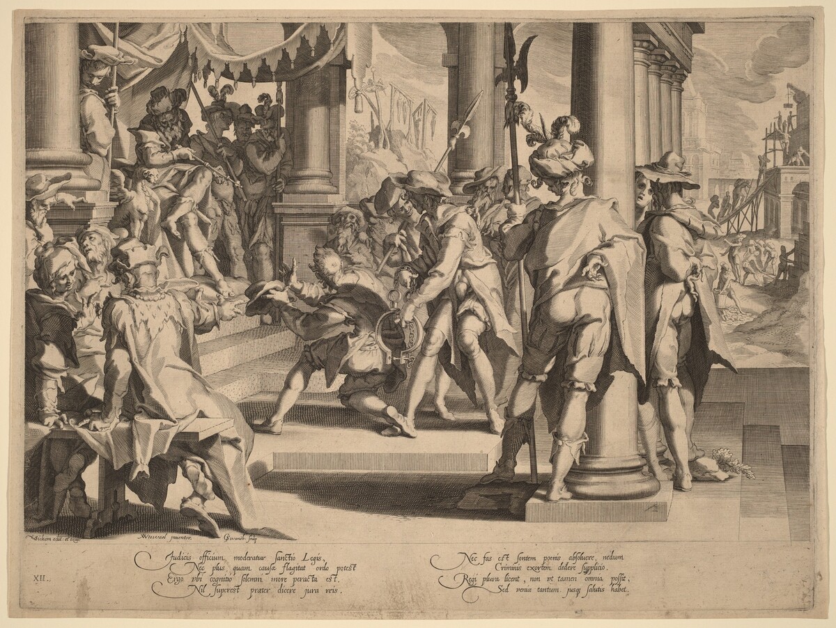 Allegory of Justice by Willem Swanenburgh, after Joachim Anthonisz Wtewael
