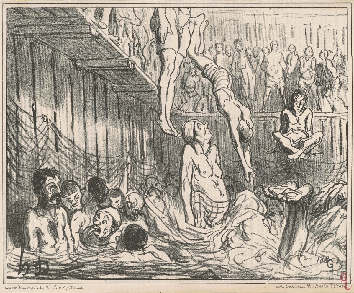Les bains a quatre sous by Honoré Daumier