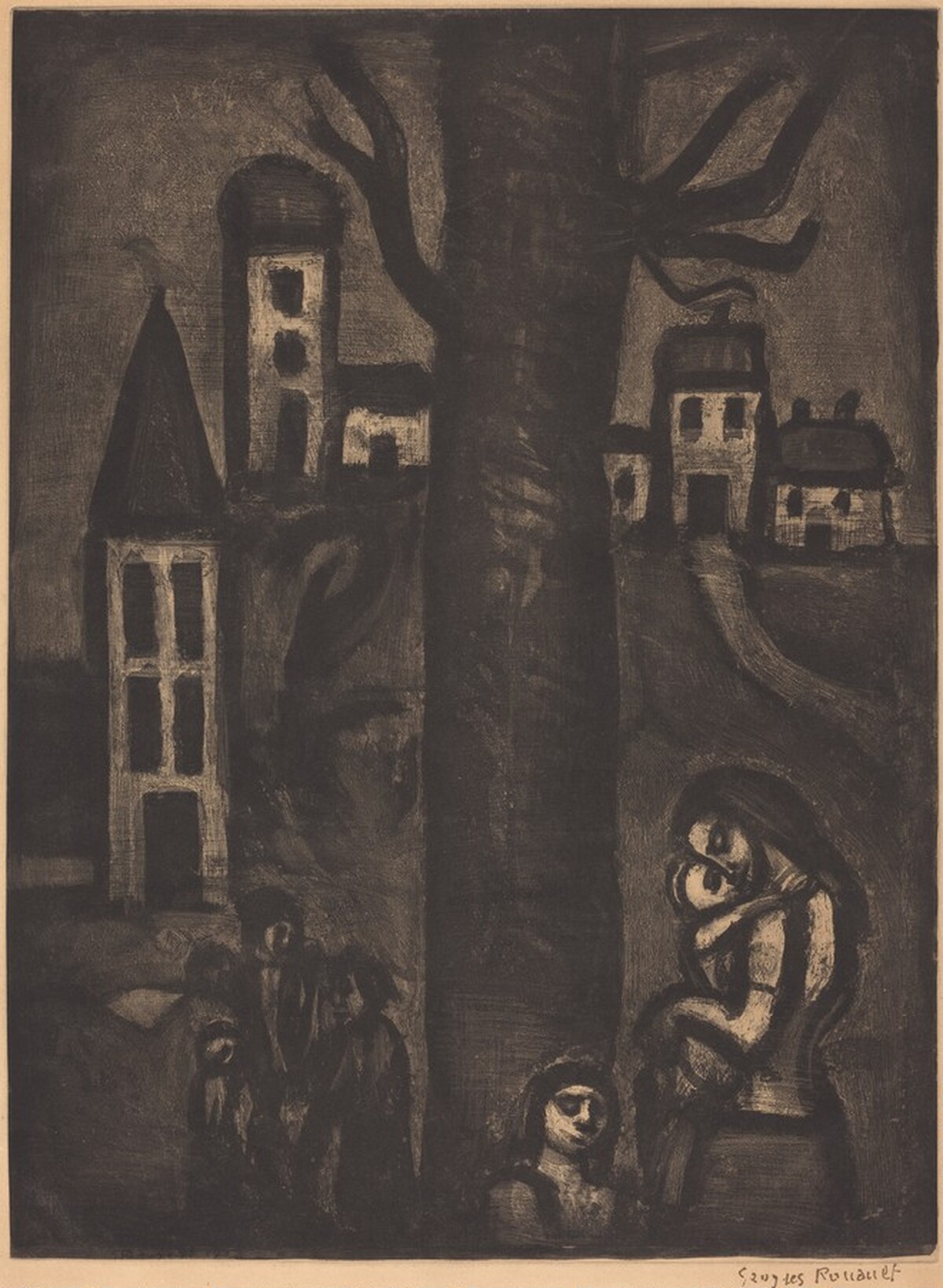 au vieux faubourg des Longues Peines by Georges Rouault
