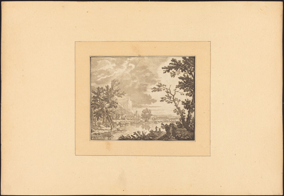 Landscape with River and Town by Maria Catharina Prestel after Jan van Huysum