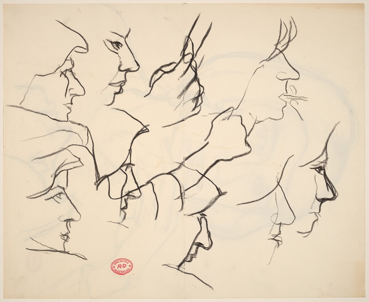 Untitled [studies of woman's face and hands] [verso] by Richard Diebenkorn