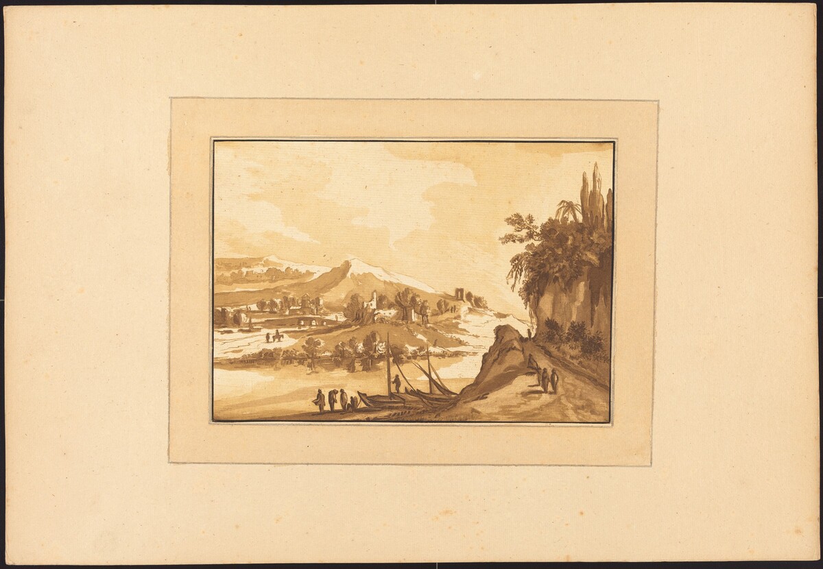 Landscape with Fishing Boats by Maria Catharina Prestel after Franz Edmund Weirotter