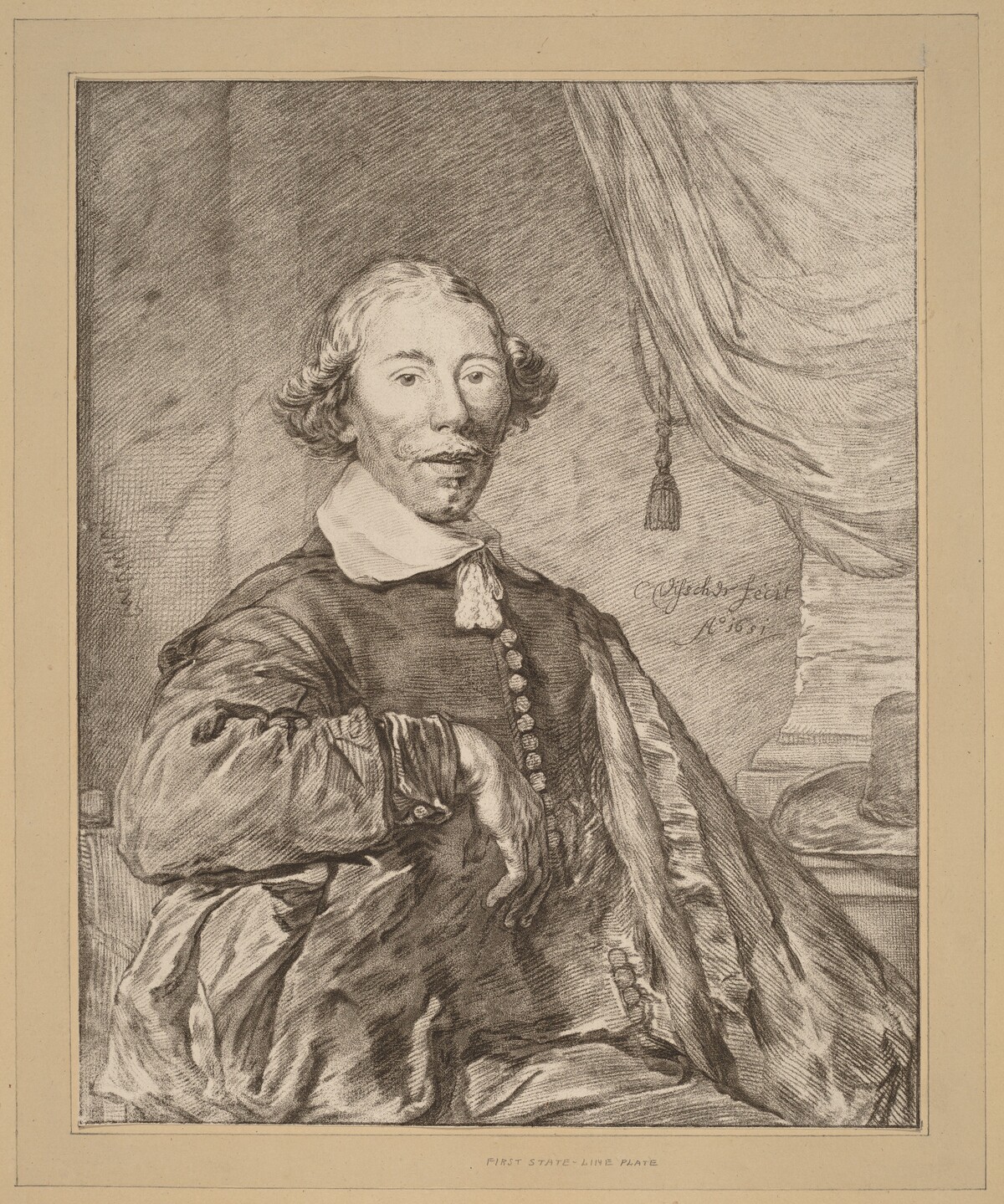 Portrait of a Seated Man by Cornelis Ploos van Amstel (editor) and Johannes Kornlein (printmaker), after Cornelis Visscher