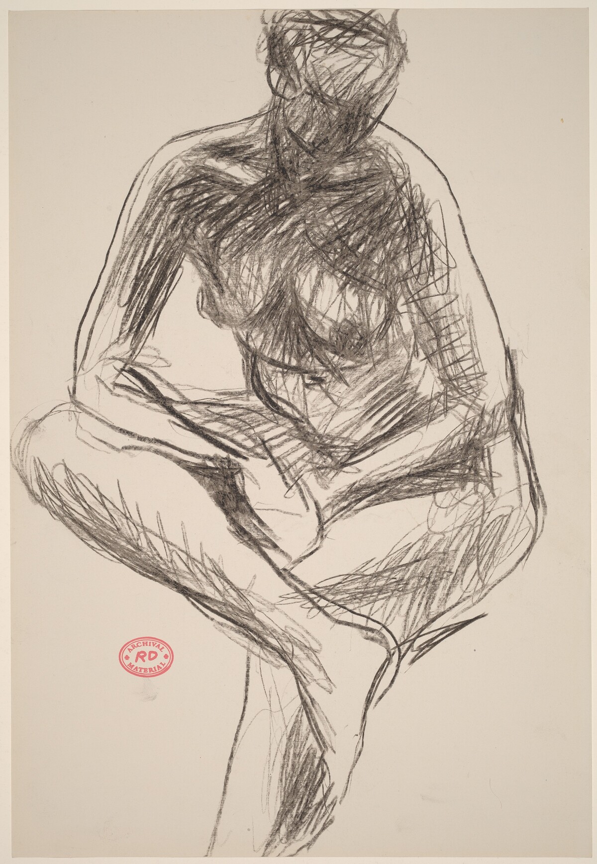 Untitled [seated nude leaning forward on crossed leg] by Richard Diebenkorn