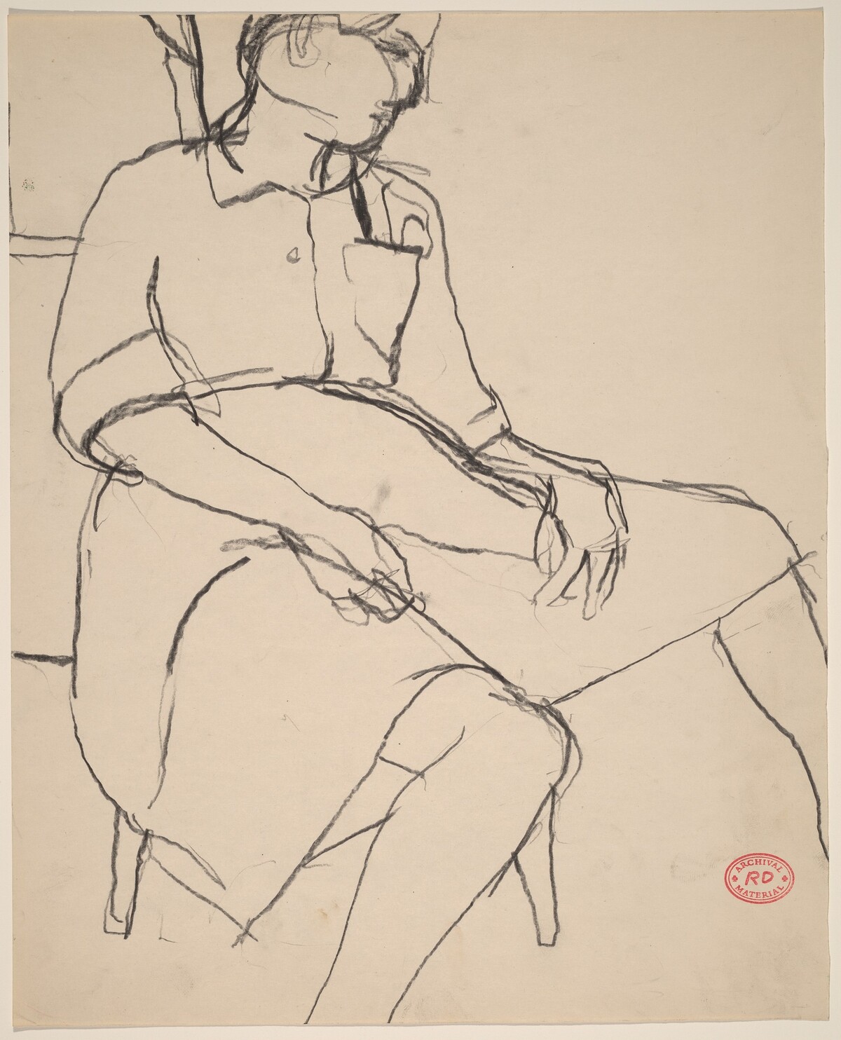Untitled [woman in a dress seated with her hands in her lap] by Richard Diebenkorn