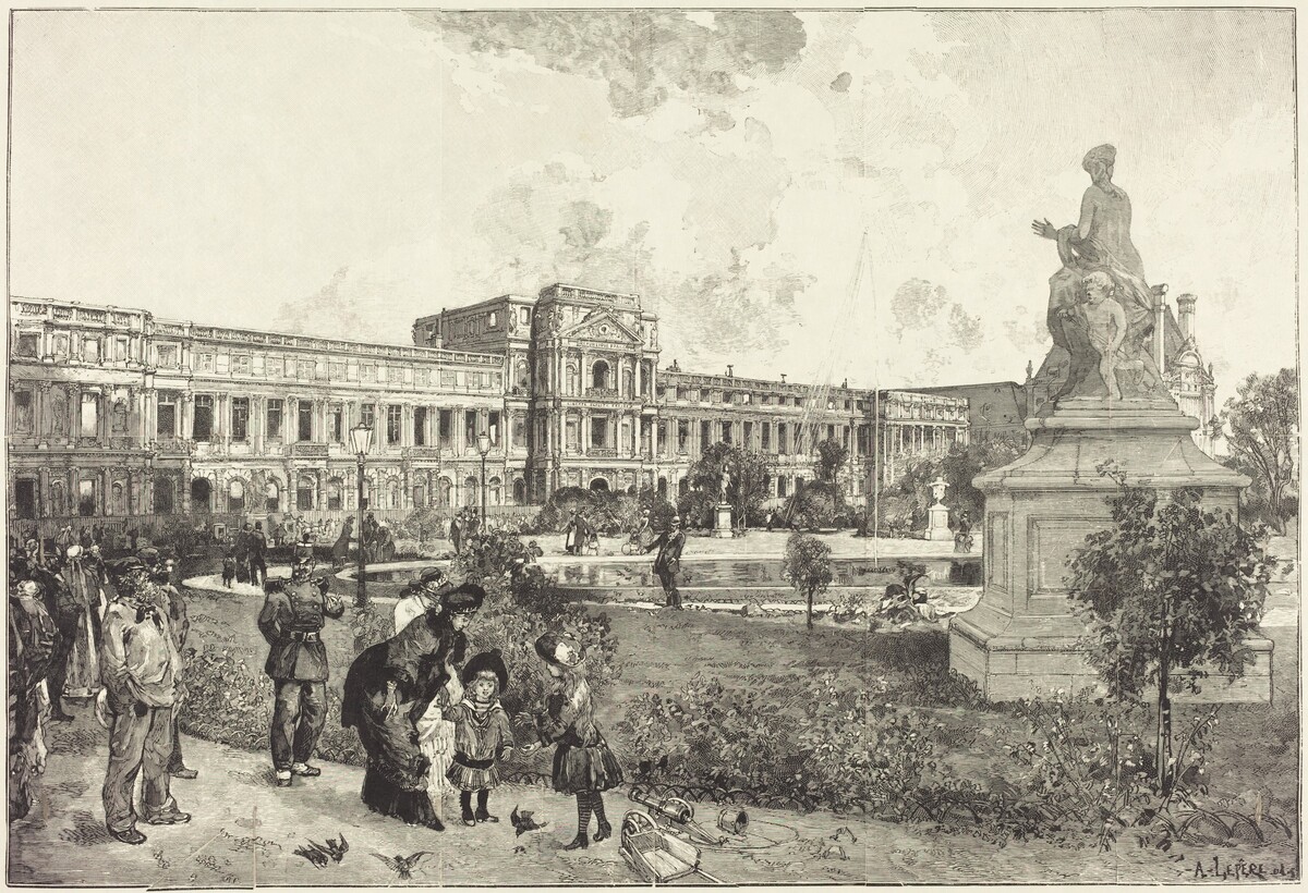 Les ruins du Palais des Tuilleries avant leur démolition by Auguste Lepère