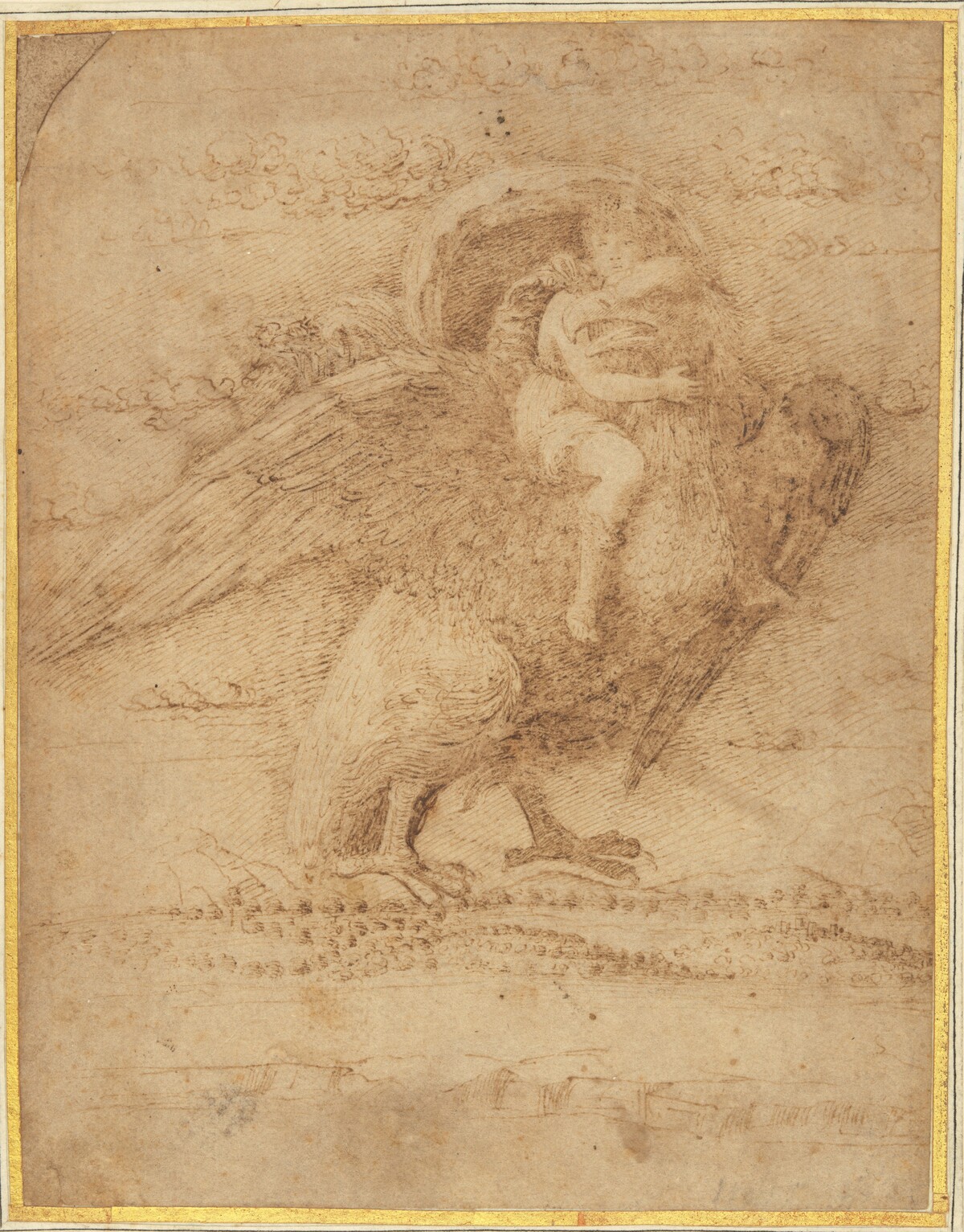 Jupiter and Ganymede Above an Extensive Landscape by Giovanni Bellini, or Andrea Mantegna