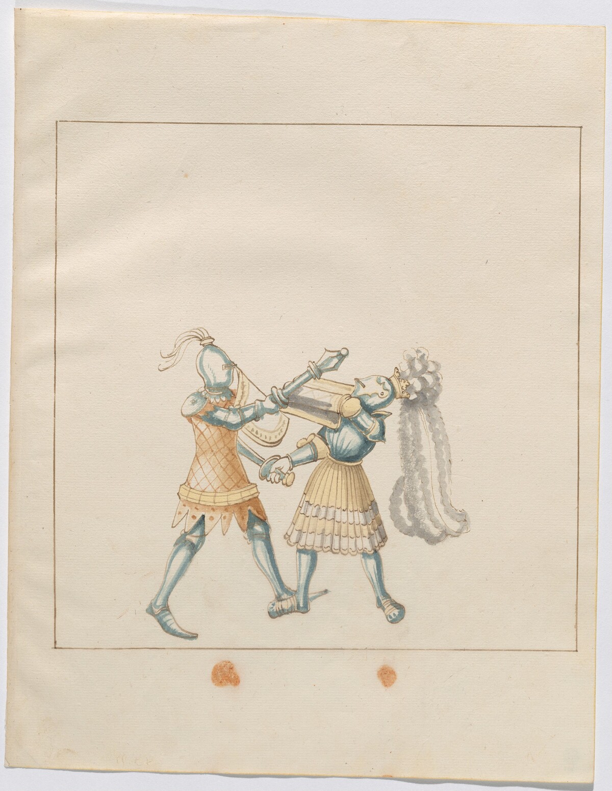 Foot Combat with Maces and Tartsche Shields by German 16th Century