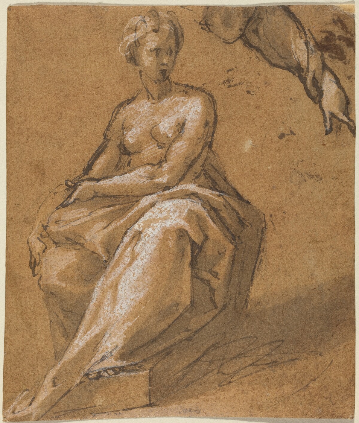 Seated Nude with Drapery by Follower of Bartholomaeus Spranger