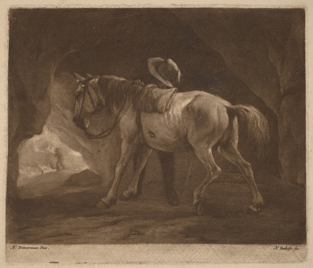 The Pissing Horse by Nicolaas Verkolje after Philips Wouwerman