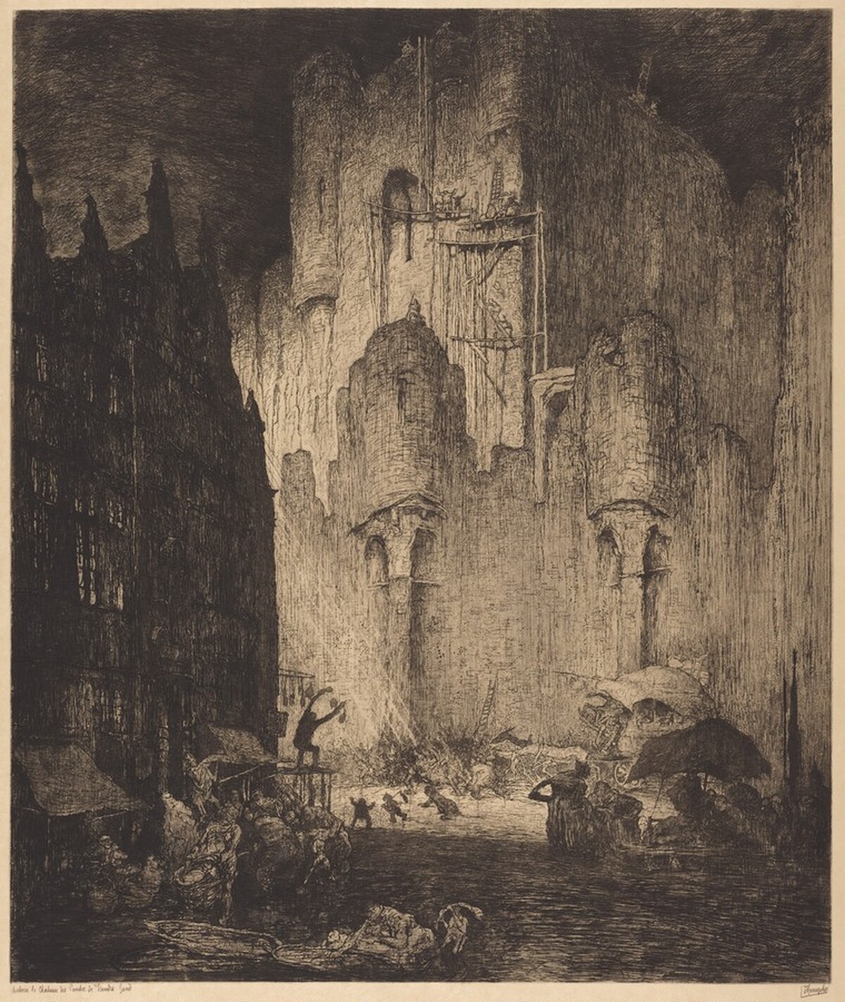 Autour le Chateau des Comtes de Flandre Gand by Jules de Bruycker