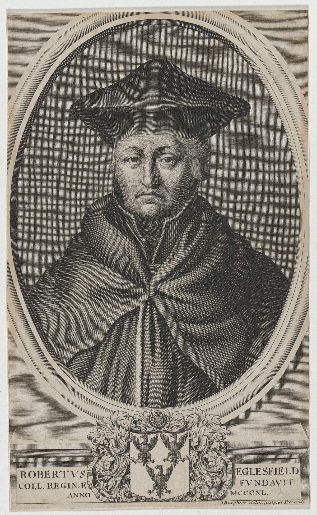 Robert Eglesfield, Founder of Queen's College, Oxford by Michael Burghers