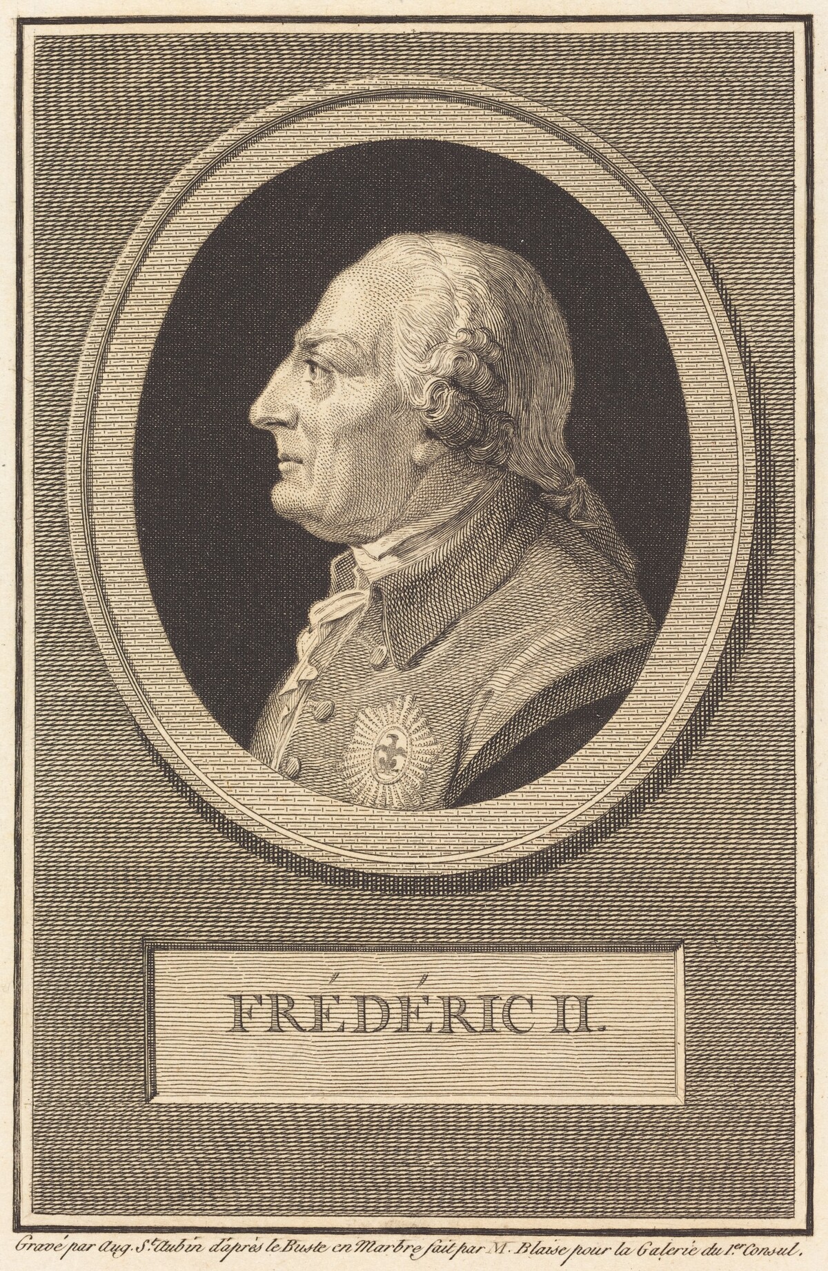 Frederick II by Augustin de Saint-Aubin after Barthelemy Blaise