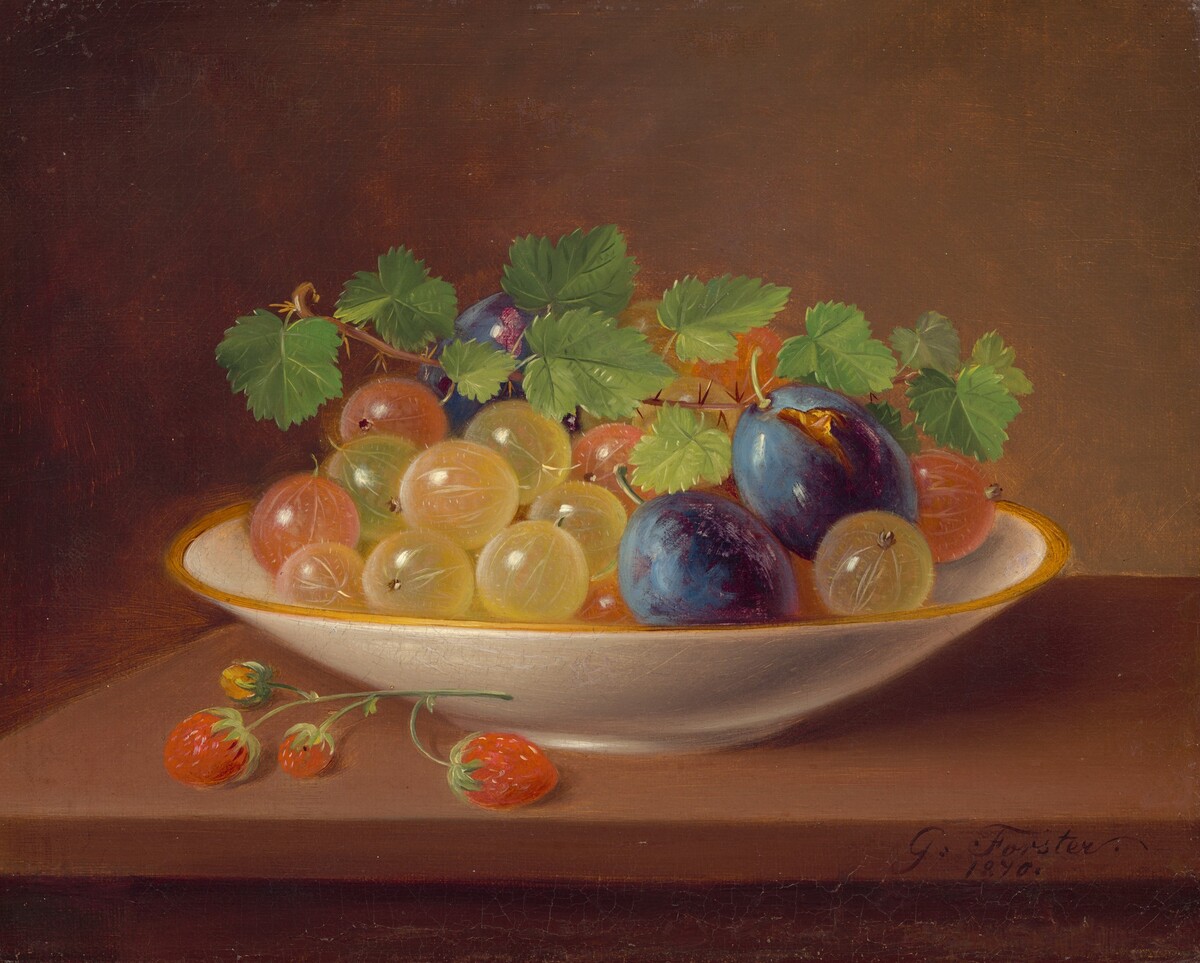 Still Life with Fruit / Gooseberries in a Bowl by George Forster
