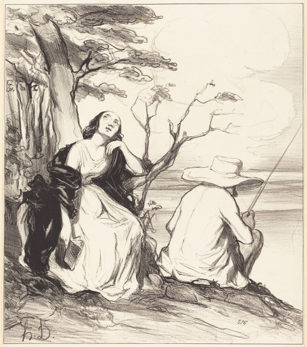 O douleur!... avoir rêvé... un époux... by Honoré Daumier