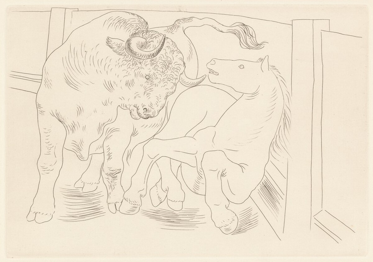 Taureau et cheval dans l'arène (Bull and Horse in the Arena) by Pablo Picasso, Honoré de Balzac (author)