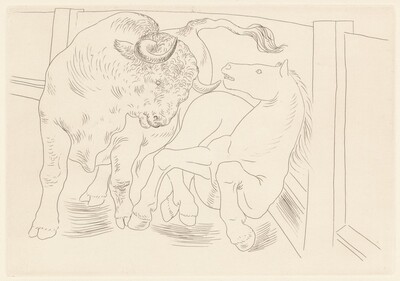 Taureau et cheval dans l'arène (Bull and Horse in the Arena)