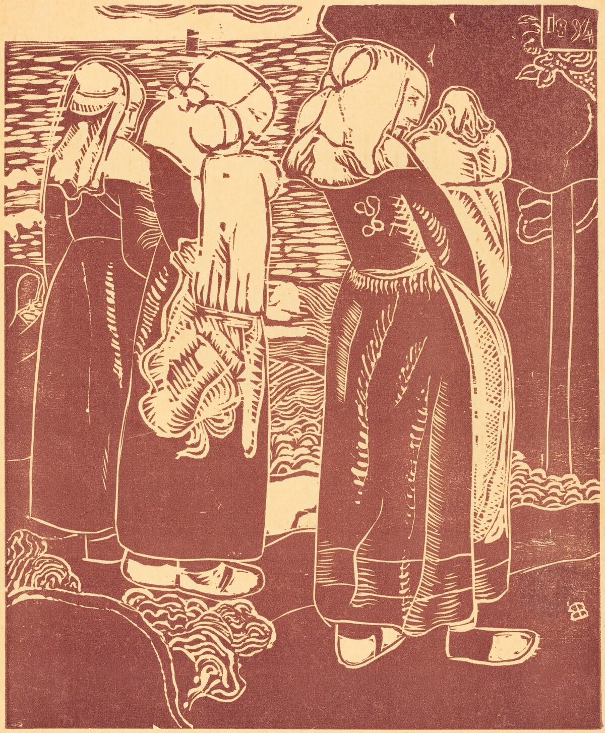 Three Breton Women with Infants by Armand Séguin