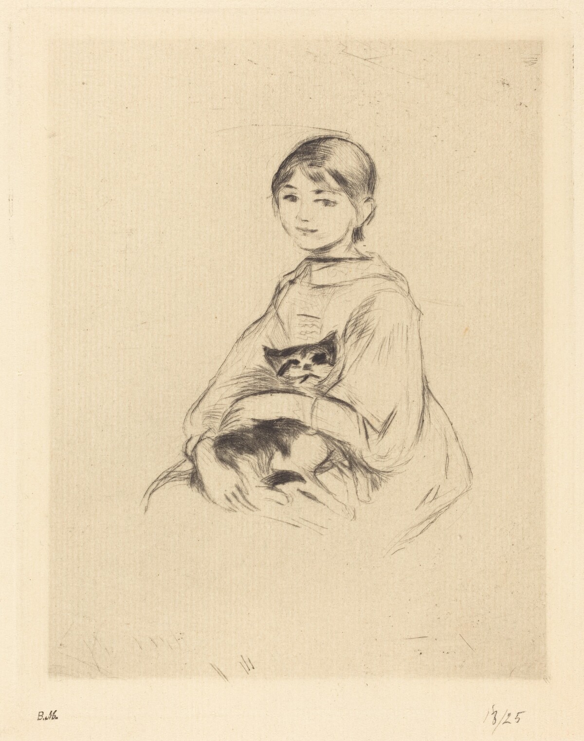 Julie Manet Holding a Cat by Berthe Morisot, after Auguste Renoir