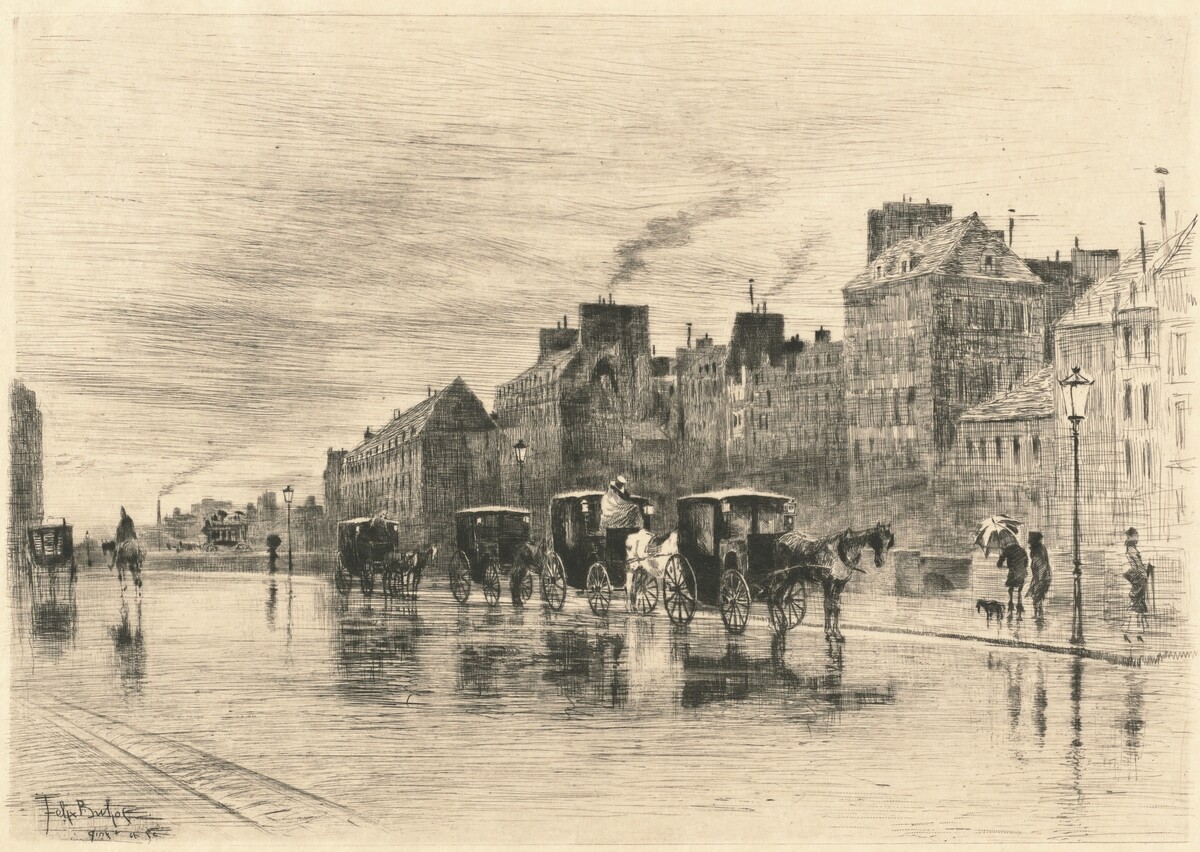 Une Matinée d'Hiver au Quai de l'Hôtel-Dieu (Winter Morning on the Quai de l'Hôtel-Dieu) by Félix-Hilaire Buhot