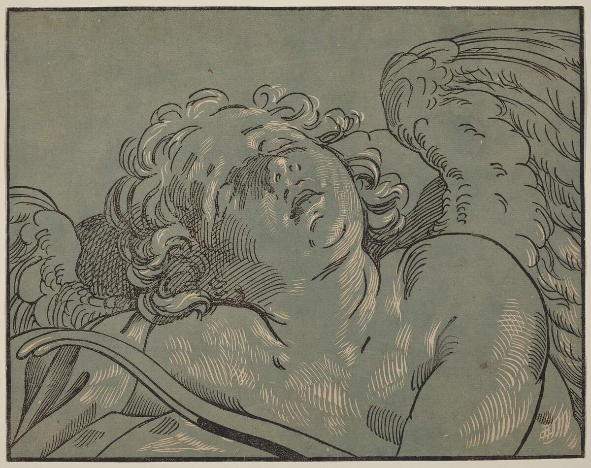 Cupid Asleep by Bartolomeo Coriolano after Guido Reni