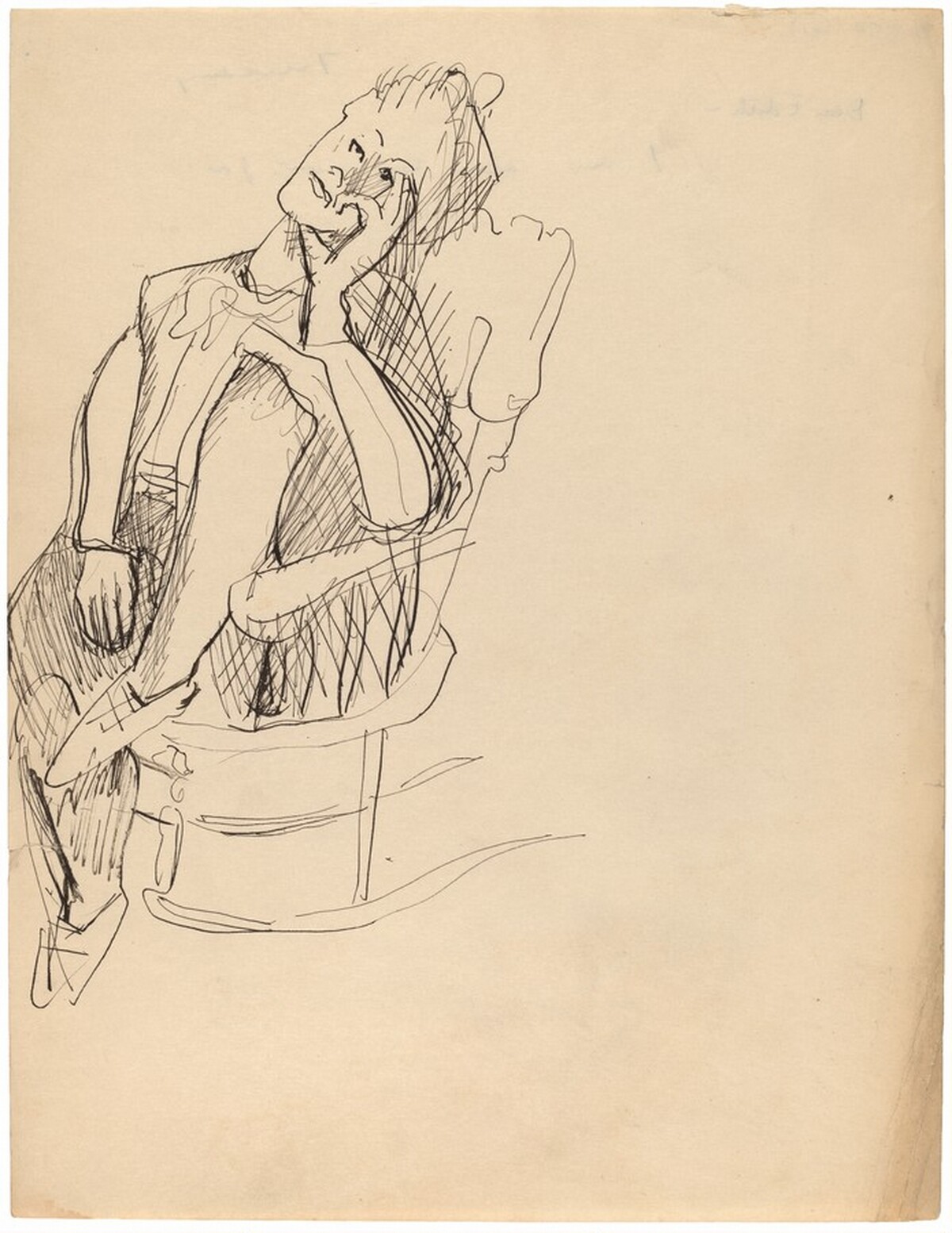 Woman in Rocker, Left Leg on Seat, Head Tilted Sideways [recto] by Mark Rothko