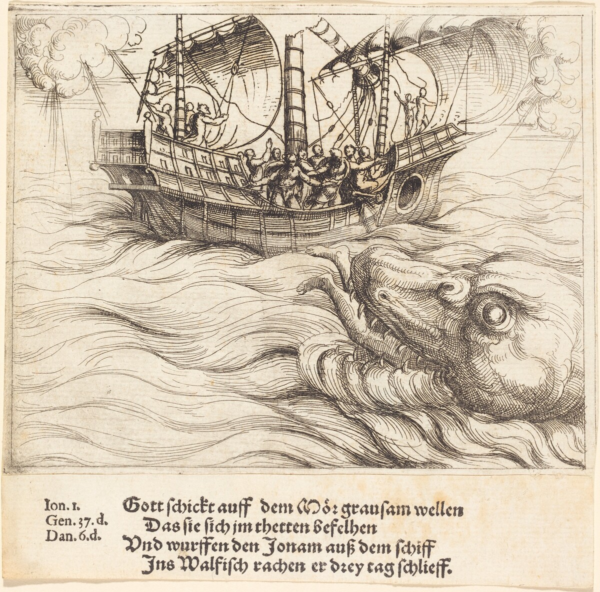 Jonah in the Whale by Augustin Hirschvogel
