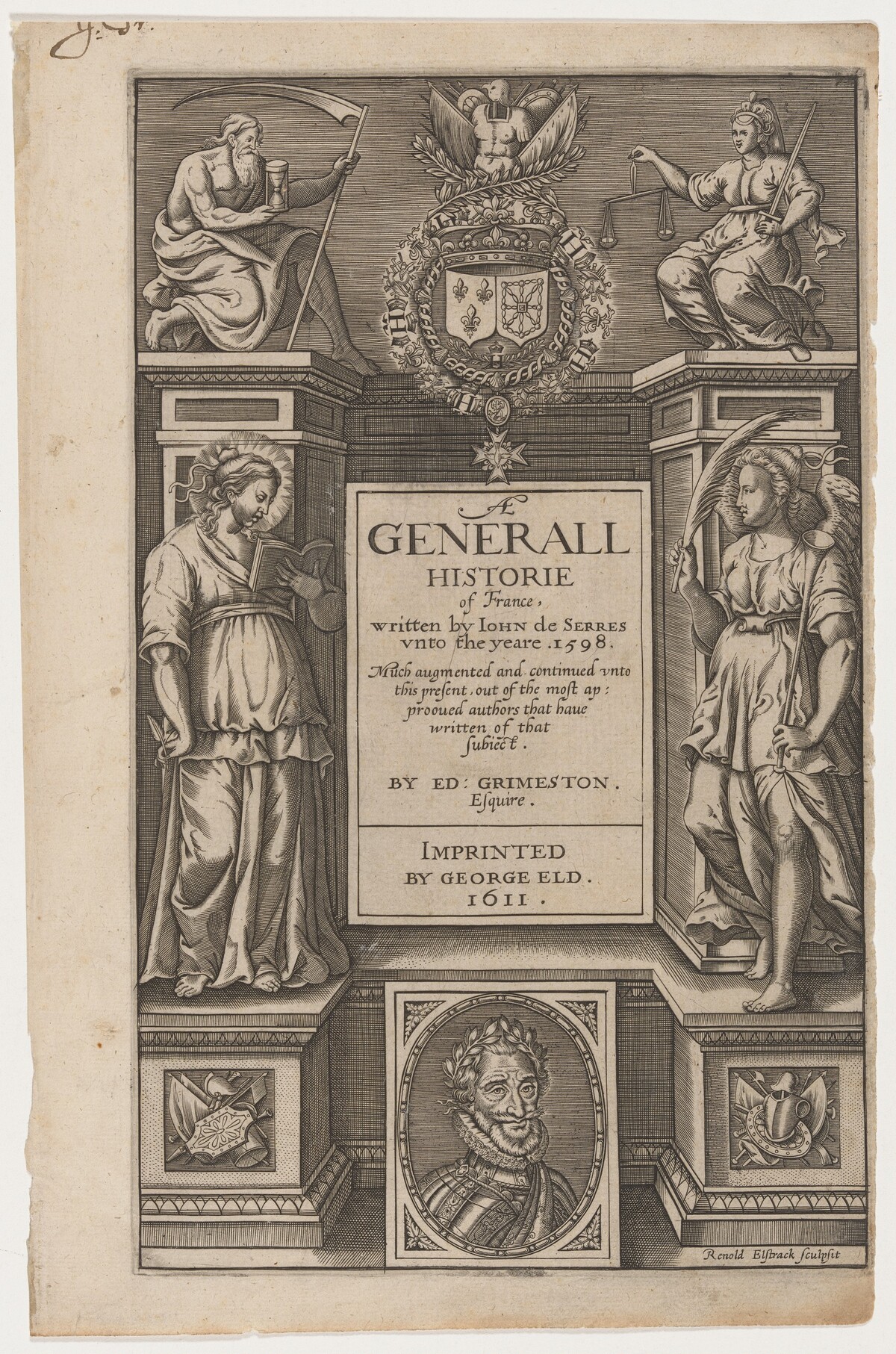 Title Page. Jean de Serres, Generall Historie of France by Renold Elstrack