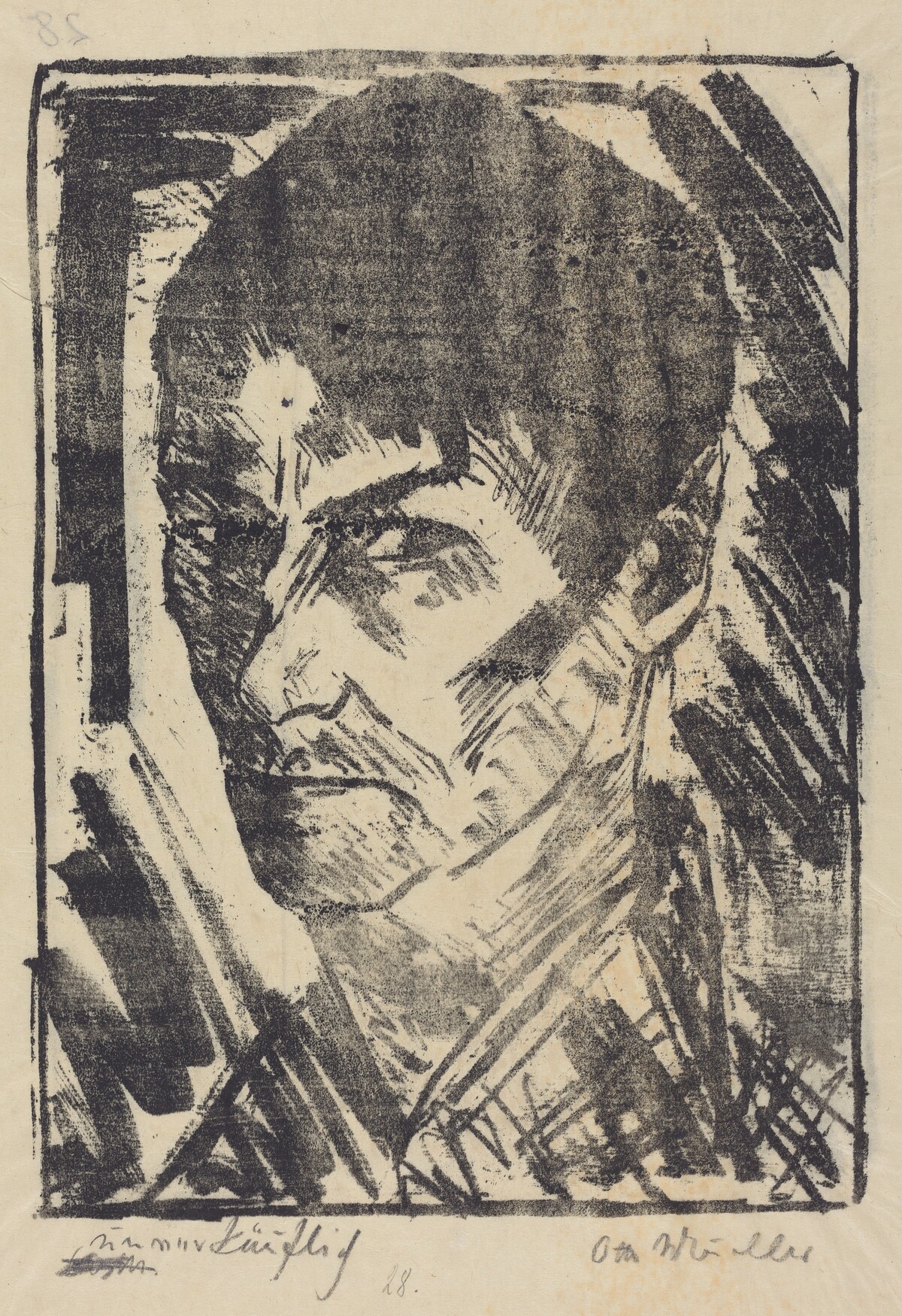 Self-Portrait Facing Left (Selbstbildnis nachlinks) by Otto Mueller