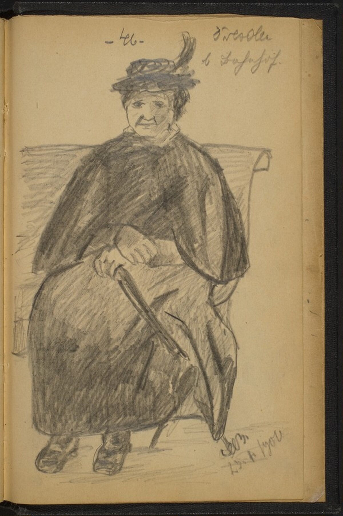 Woman on a Bench Holding a Folded Umbrella by Max Beckmann