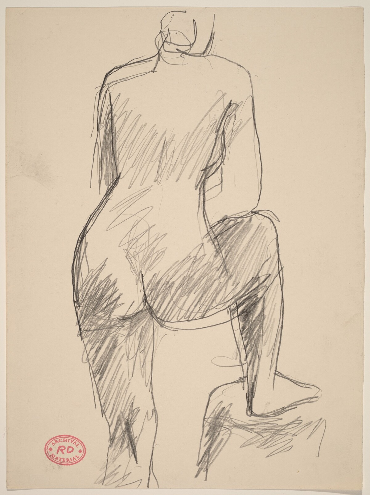 Untitled [back view of a nude with her right foot on a pedestal] by Richard Diebenkorn
