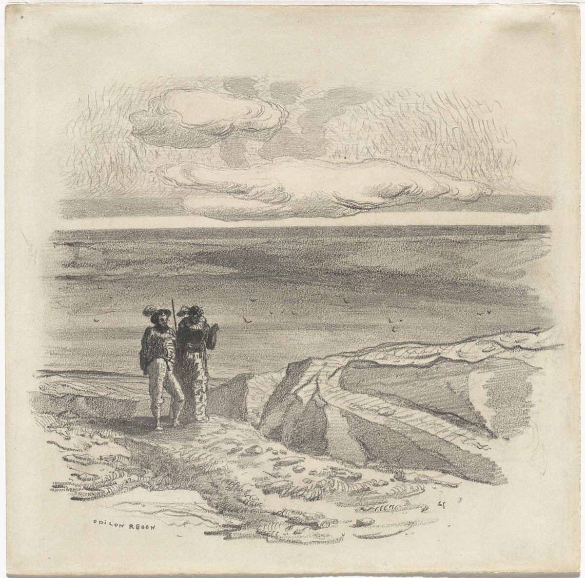 Two Figures in a Landscape by Odilon Redon