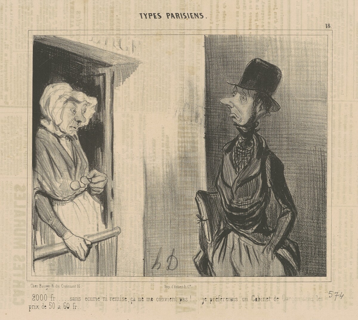 2.000 fr...sans écurie...ça ne me convient pas! by Honoré Daumier