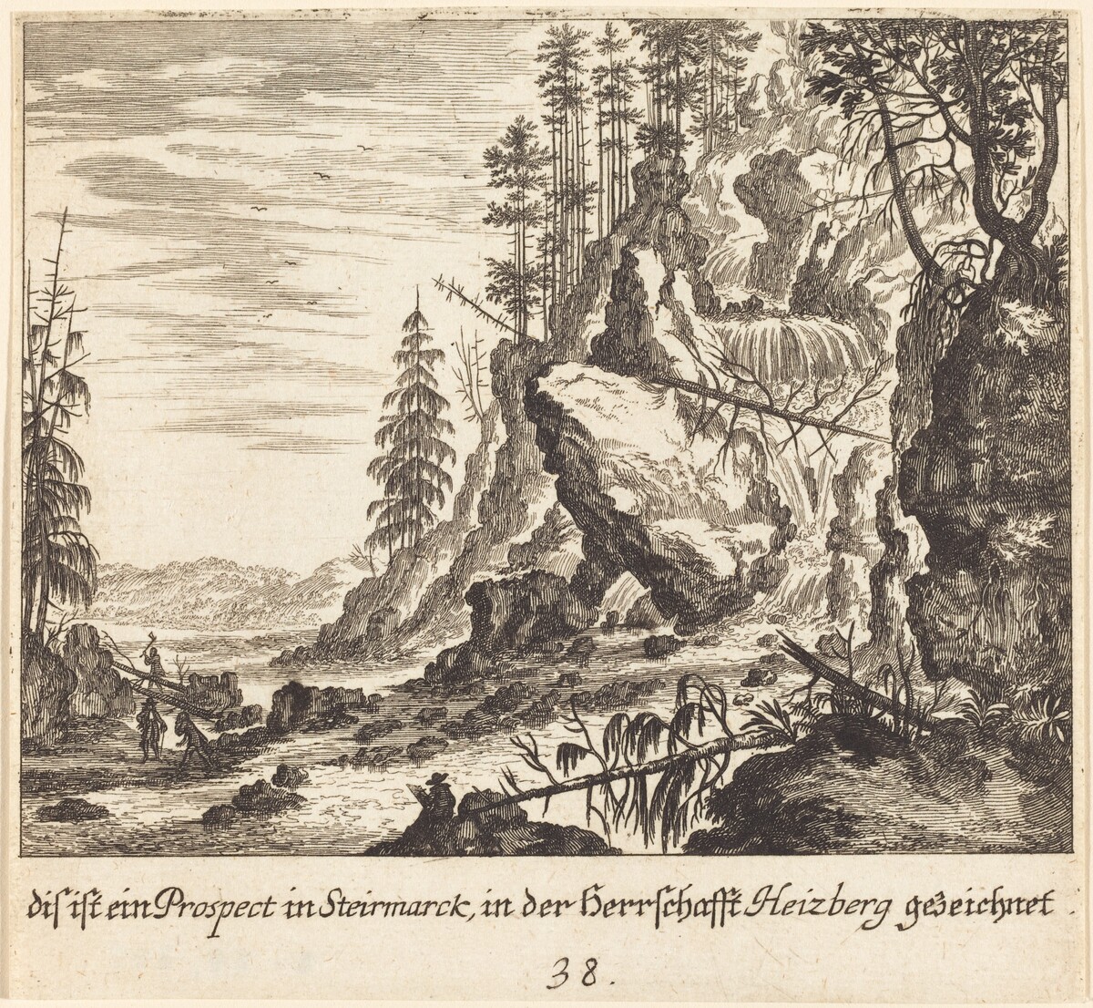 View in Stairmarck by Melchior Küsel after Johann Wilhelm Baur