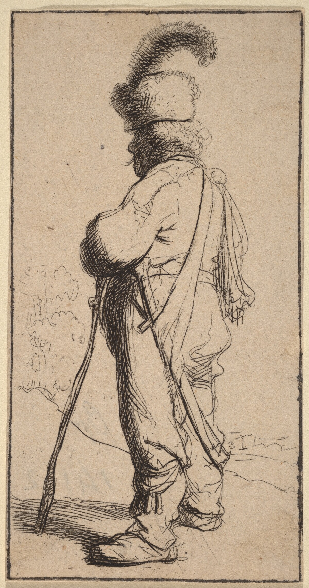 Polander Leaning on a Stick by Rembrandt van Rijn