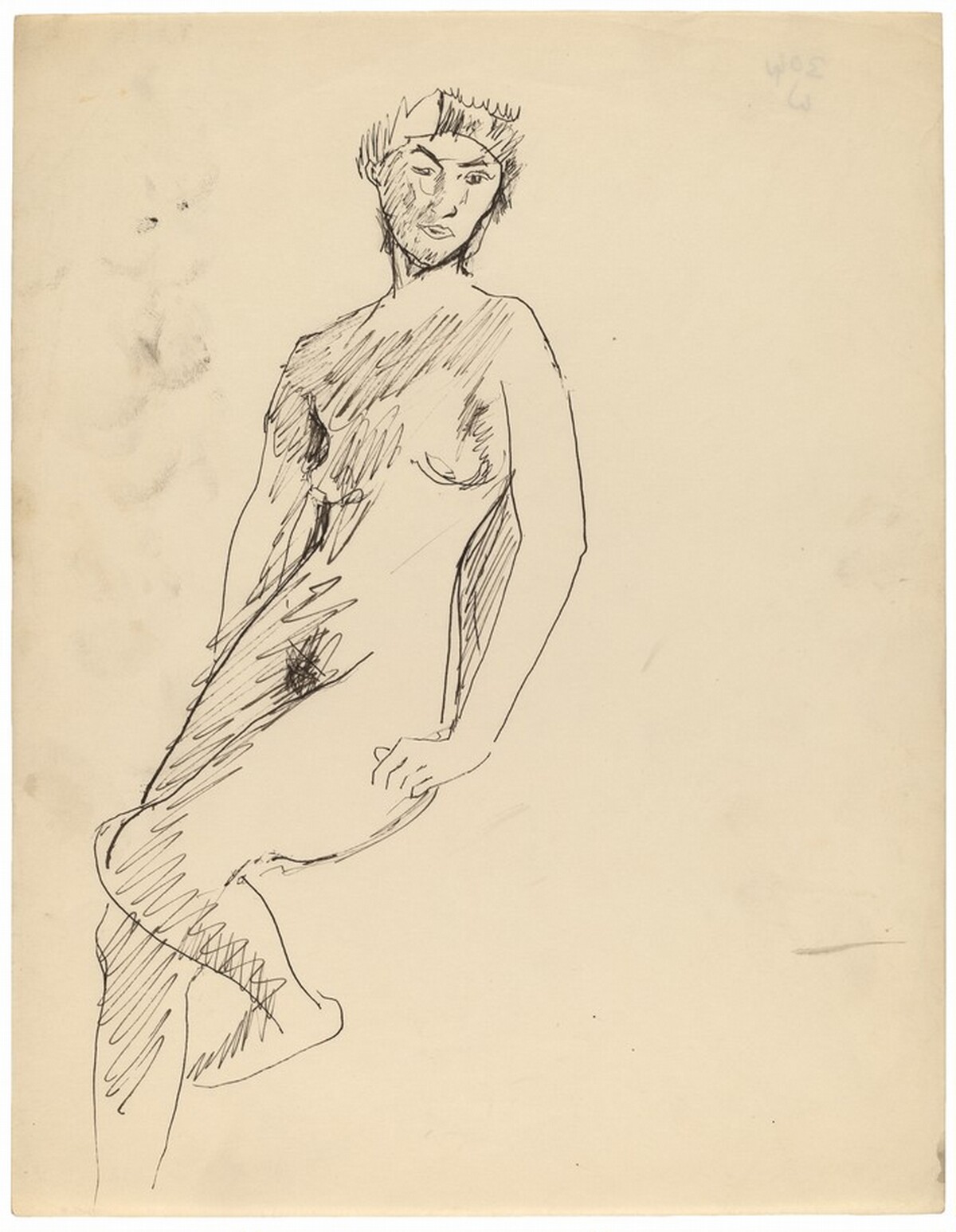 Standing Female Nude Turned to the Left, Head Turned to Viewer by Mark Rothko