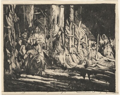 Two Figures near a Hut