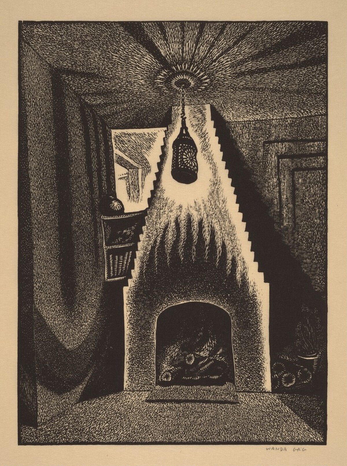 Lantern and Fireplace by Wanda Gág