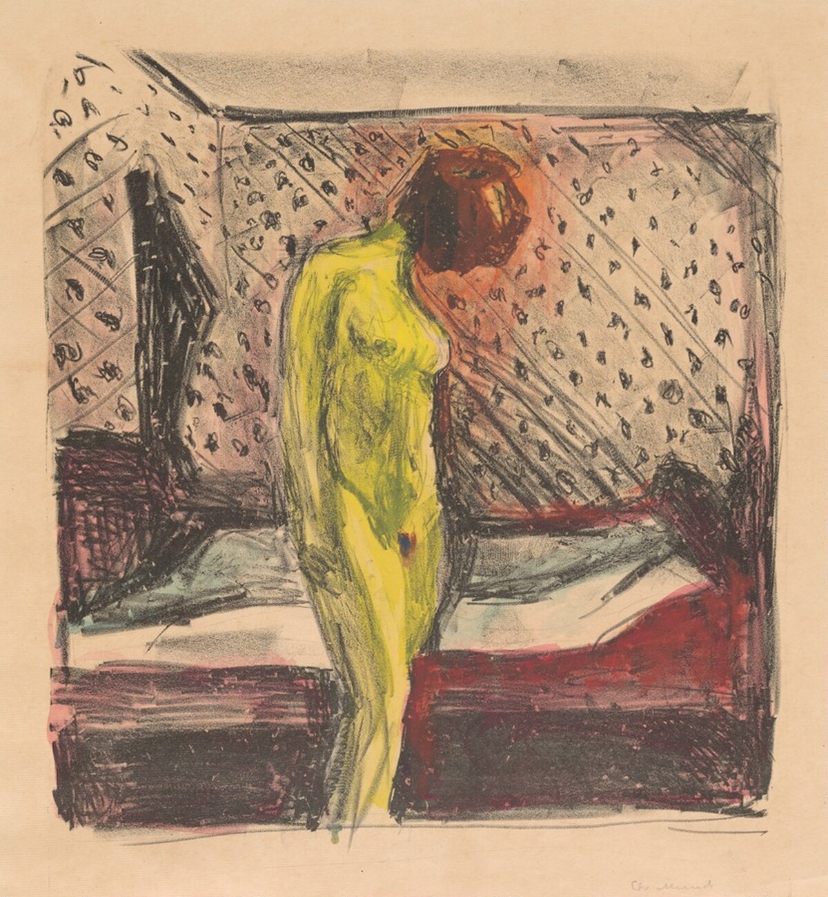Weeping Young Woman by the Bed by Edvard Munch