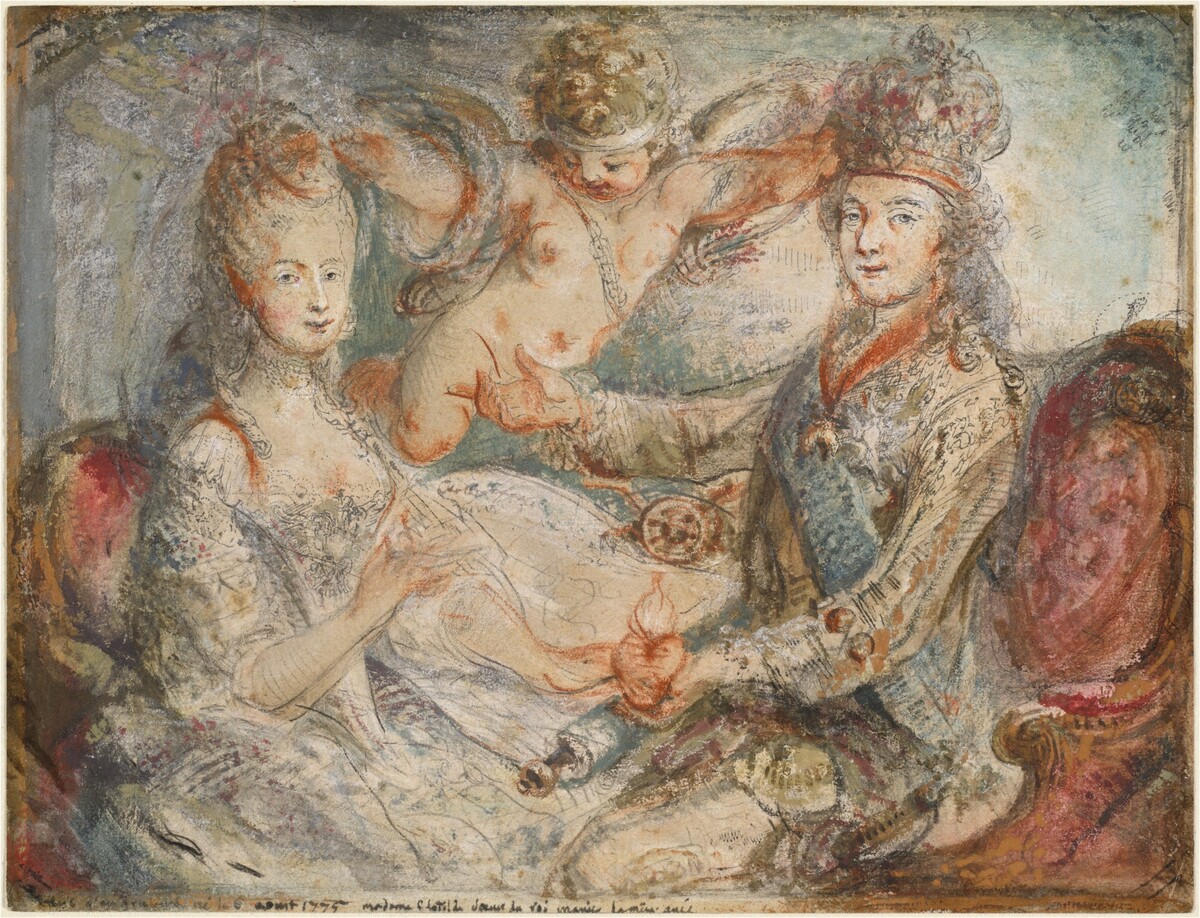 Louis XVI and Marie-Antoinette Crowned by Love by Gabriel Jacques de Saint-Aubin