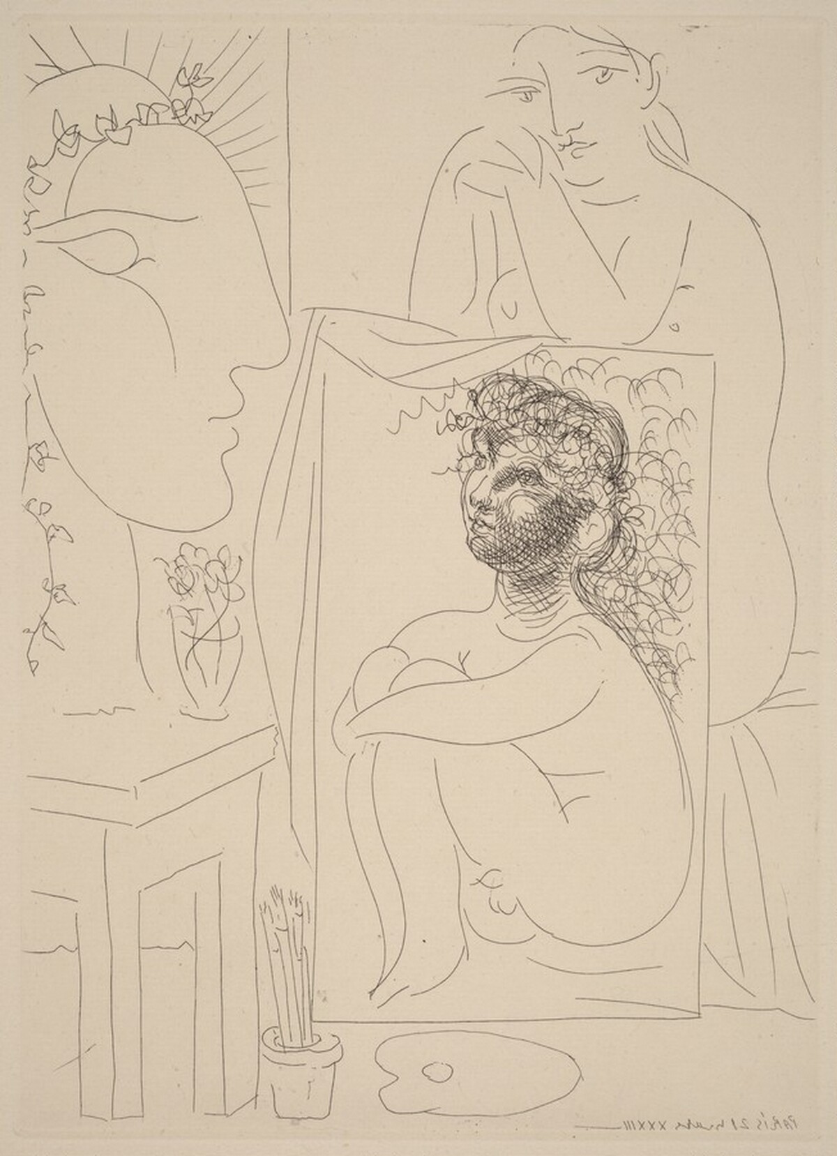 Model, Painting, and Sculpture (Modèle, tableau et sculpture) by Pablo Picasso